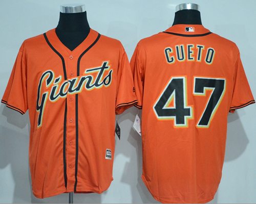 Giants #47 Johnny Cueto Orange New Cool Base Alternate Stitched MLB Jersey - Click Image to Close